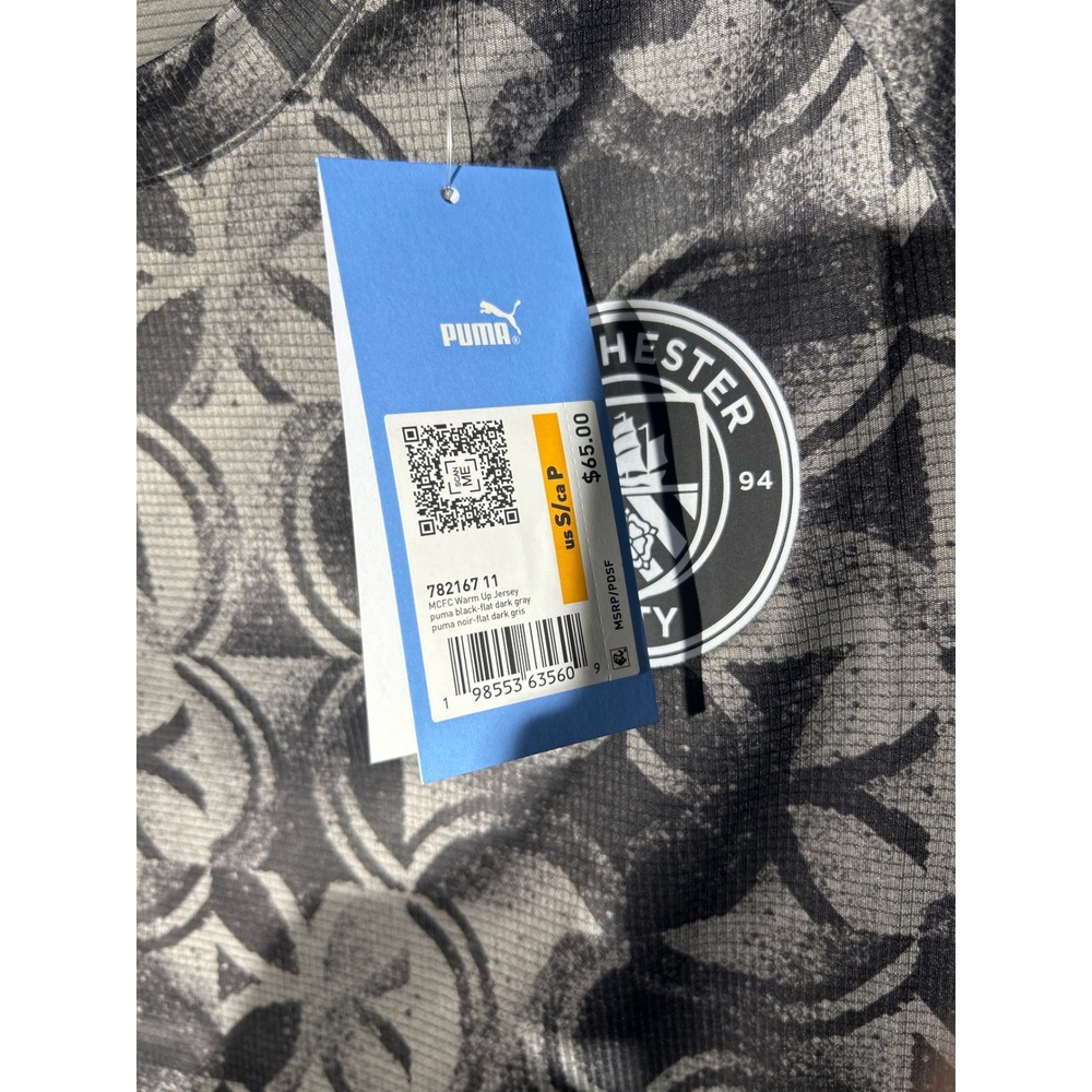 Puma Manchester City MCFC Warm Up Jersey Mens Small Black Gray 782167 11 NWT - Picture 5 of 6